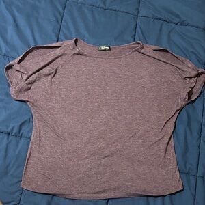 Plum Heathered Short Sleeve off shoulder Tee